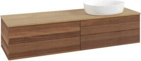 V&B Waschtischunterschrank Antao mit Frontstruktur und Beleuchtung in Warm Walnut, B: 160 cm, T: 50 cm - Bild 1