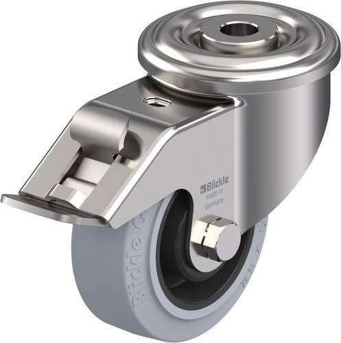 Blickle Lenkrolle LEXR-POEV 80XR-FI-SG mit Feststeller aus Edelstahl in Schwarz-Grau-Silber, Rad-Durchmesser: 80 mm, Tragfähigkeit: 140 kg - Bild 1