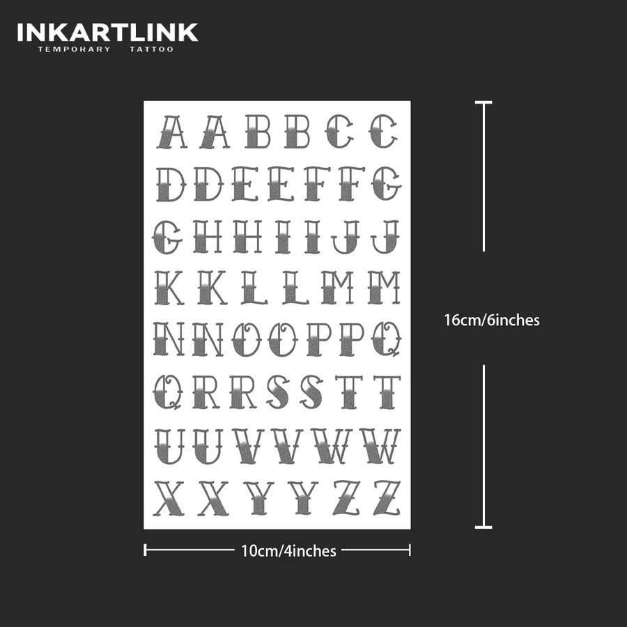 INKARTLINK Temporäres Tattoo, englisches Alphabet, wasserfest, semi-permanent - Bild 4