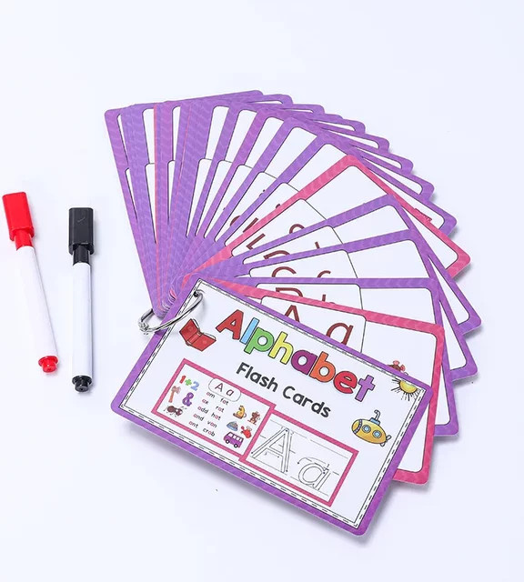 Interaktive Phonics Alphabet Wortkarteikarten für Kinder, englische Lernwerkzeuge mit Schreibübungen, mehrfarbig - Bild 1