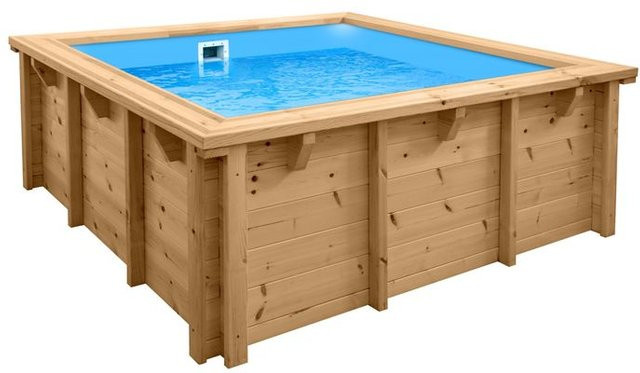 Interhiva Holzpool Java quadratisch in Braun mit Wärmepumpe-Set B/T/H: 210 x 210 x 70 cm - Bild 1