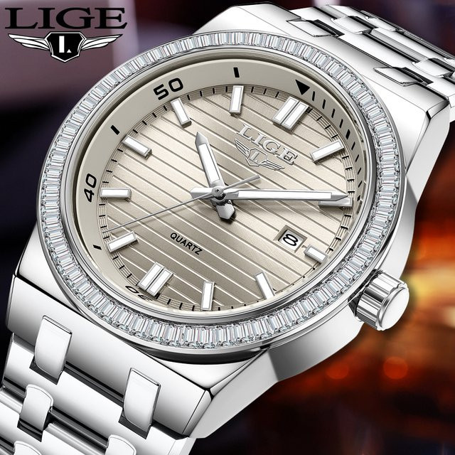 LIGE Armbanduhr, Quarzuhr, Diamant, Herren - Bild 1