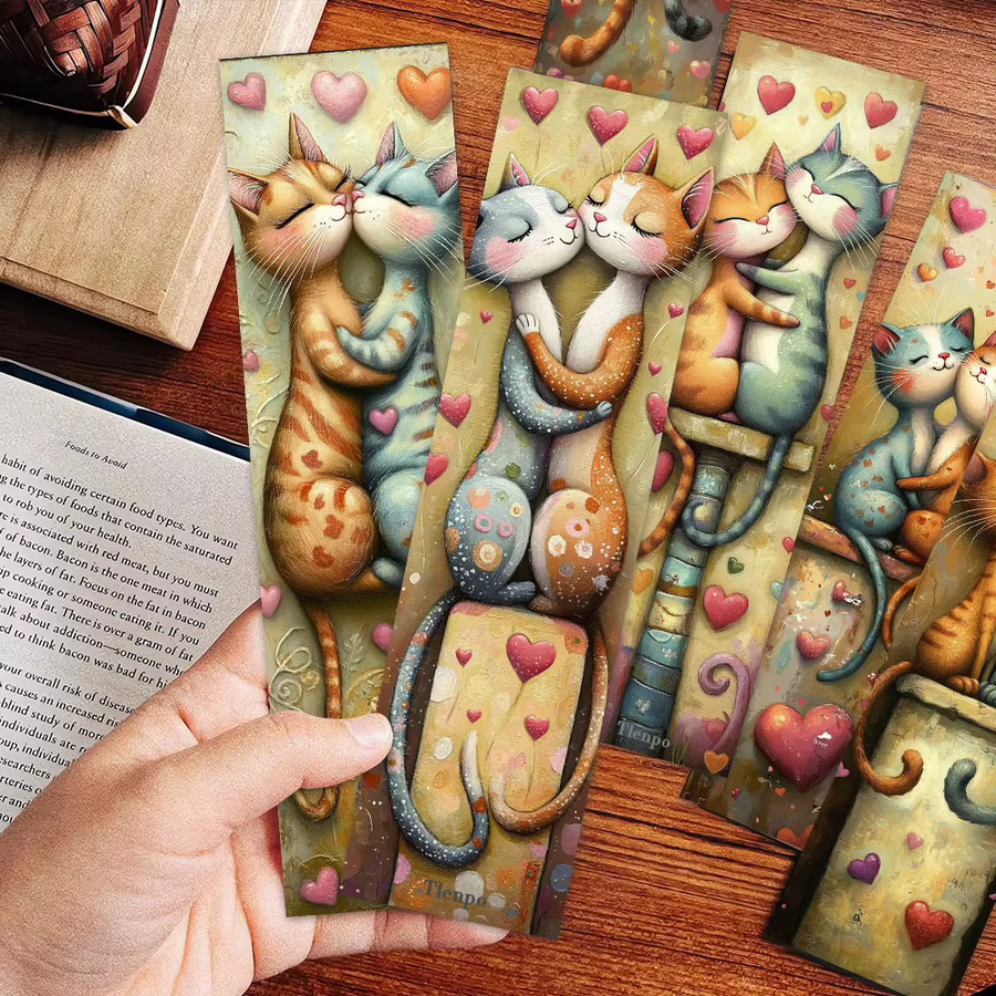32 Stück Lesezeichen mit Herz-Katzen-Motiv in Multicolour für Schule und Lehrergeschenke - Bild 5