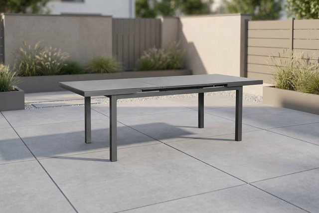 OUTFLEXX Premium Ausziehtisch aus Aluminium und Glas in Graphit mit automatischem Ausziehmechanismus, B/T: 180 x 100 cm bis 240 x 100 cm - Bild 1