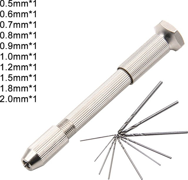 10-teiliges Handdrehbohrer-Set mit Walnussholz-Griff in Silber und Braun für DIY-Lochstanzen und Kunsthandwerk - Bild 1
