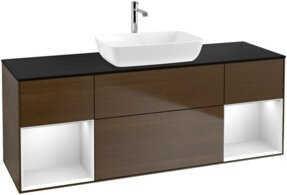 V&B Waschtischunterschrank Finion in Weiß matt lackiert mit Walnuss, Breite: 160 cm, Höhe: 50,1 cm, Tiefe: 50,1 cm - Bild 1