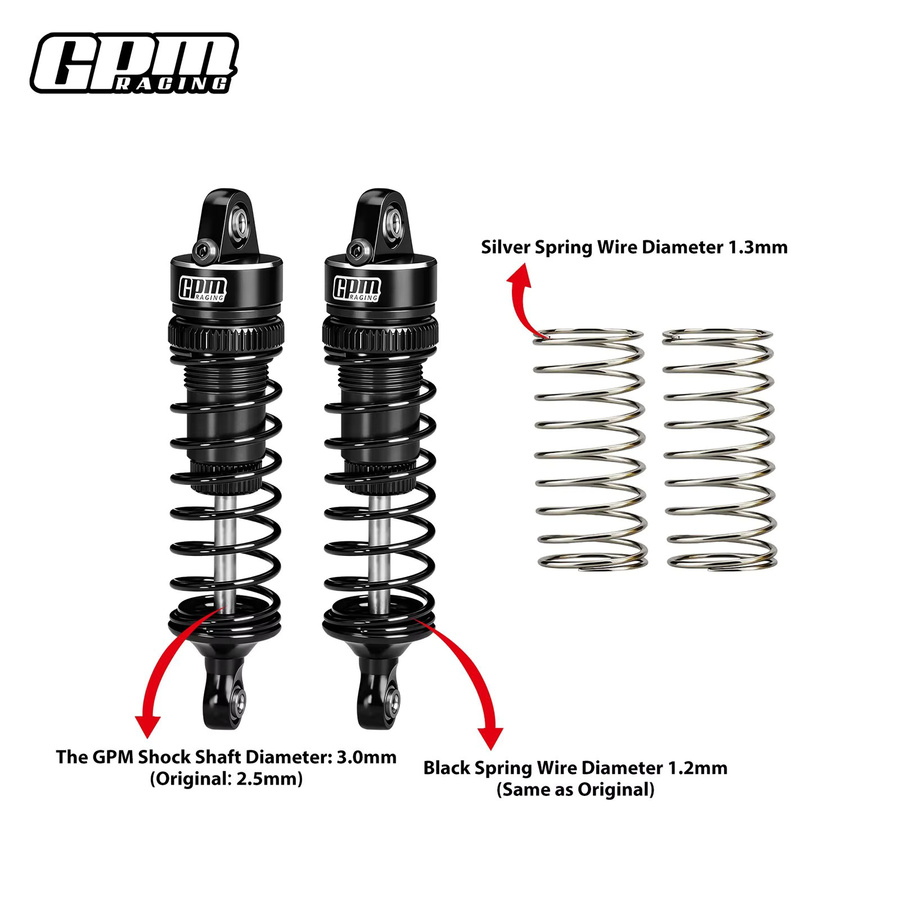 GVM Legierungs-Stoßdämpfer hinten/vorne, Metall, 1:16, Rot, Schwarz - Bild 1