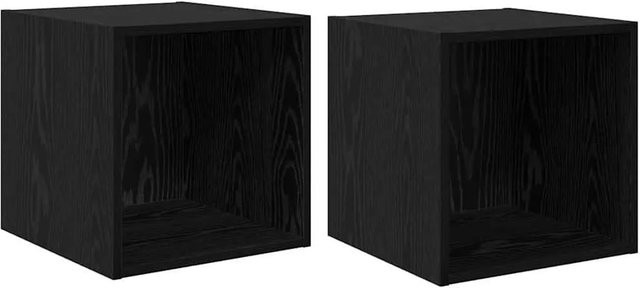 vidaXL Wandschrank 2er-Set in Schwarz und Eichen-Optik, B/T/H: 37 x 37 x 37 cm - Bild 1