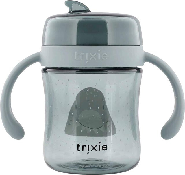 Trixie 360° Trinkbecher aus Polypropylen, auslaufsicher und spülmaschinenfest, transparent blau und grau - Bild 1