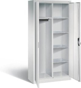 C+P Akten- und Garderobenschrank Acurado in Lichtgrau mit Kleiderstange, Regalböden und Schloss, H x B x T: 195 x 93 x 40 cm - Bild 1