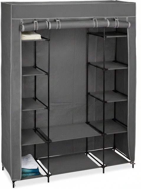 Relaxdays Stoffschrank XXL in Anthrazit mit 12 Ablagen und Kleiderstange, H x B x T: 175 x 135 x 45 cm - Bild 1