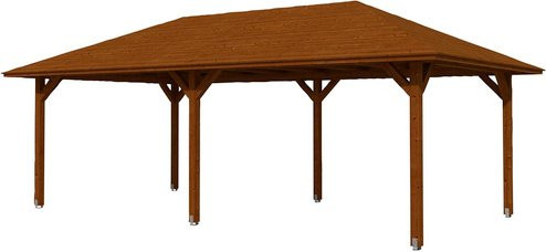 Skan Holz Pavillon Orleans 2 aus Fichten-Leimholz in Nussbaum braun lasiert, Breite: 359 cm, Tiefe: 706 cm - Bild 3