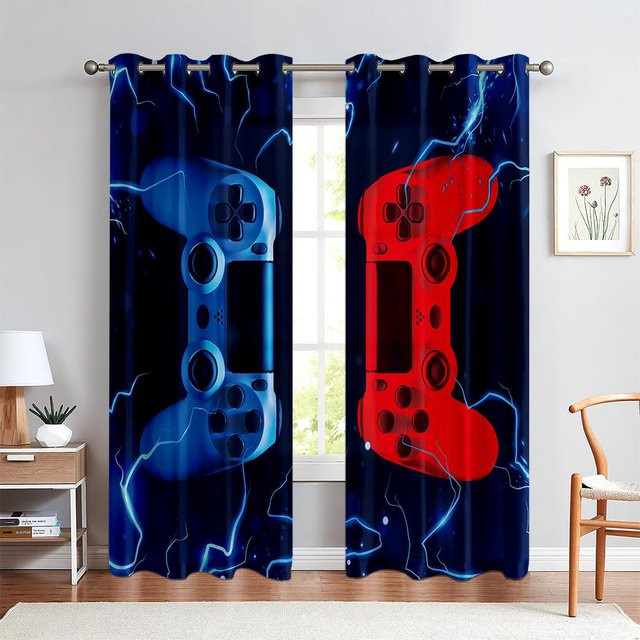 Yiran Furniture Technologie Sense Game Controller Vorhänge, 2er-Set, halbtransparent, mehrfarbig, B: 50 cm, H: 140 cm - Bild 1