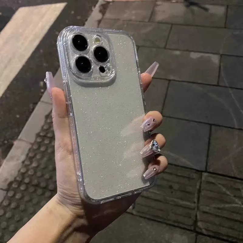 NUCWIN Transparente Glitzer-Handyhülle aus weichem Silikon für iPhone 12 13 14 15 16 17 Pro Max Plus Air Stoßfeste Schutzhülle - Bild 4