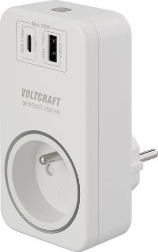 Voltcraft SEM6503 FR Energiekosten-Messgerät mit Funksteckdose, USB-Schnittstelle und Wi-Fi, Datenloggerfunktion in Weiß - Bild 1