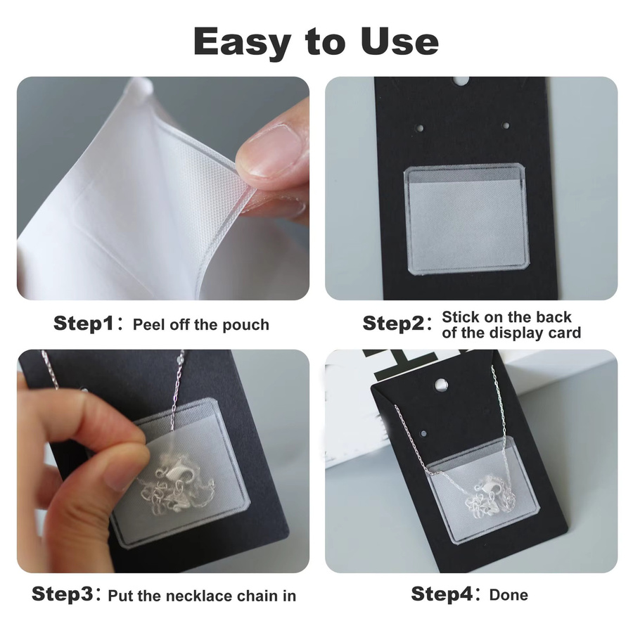 Aclovex 20 Sets Schmuckverpackung für DIY-Halsketten und Armbänder mit Display-Karten, selbstklebenden Haltern und Kunststoffbeuteln aus Papier und Kunststoff - Bild 2