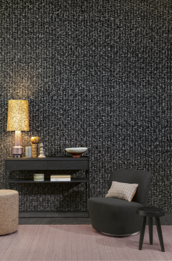 Omexco Tapete Mademoiselle Tweed AT33 in Schwarz und Grau mit abstraktem Textil-Design - Bild 1