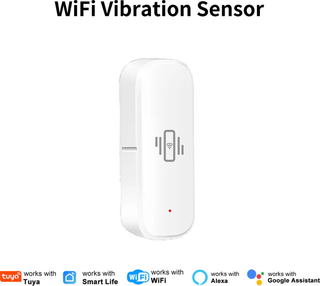 Tuya Smart WiFi Vibrationssensor in Weiß für Echtzeit-Überwachung und Schockalarm - Bild 1