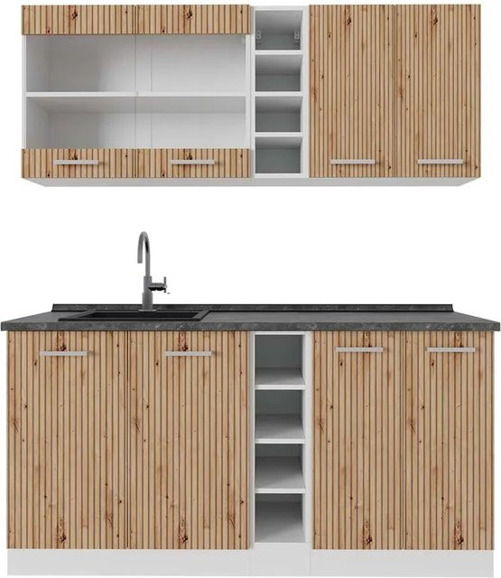 Vicco R-Line Singleküche Artisan Eiche/Weiß mit Anthrazit, Breite: 160 cm - Bild 1