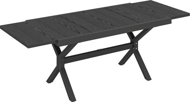 Outsunny Ausziehbarer Gartentisch aus Aluminium in Holzoptik, Anthrazitgrau, Rechteckiger Esstisch für Terrasse und Garten mit X-Gestell und verstellbaren Füßen - Bild 1