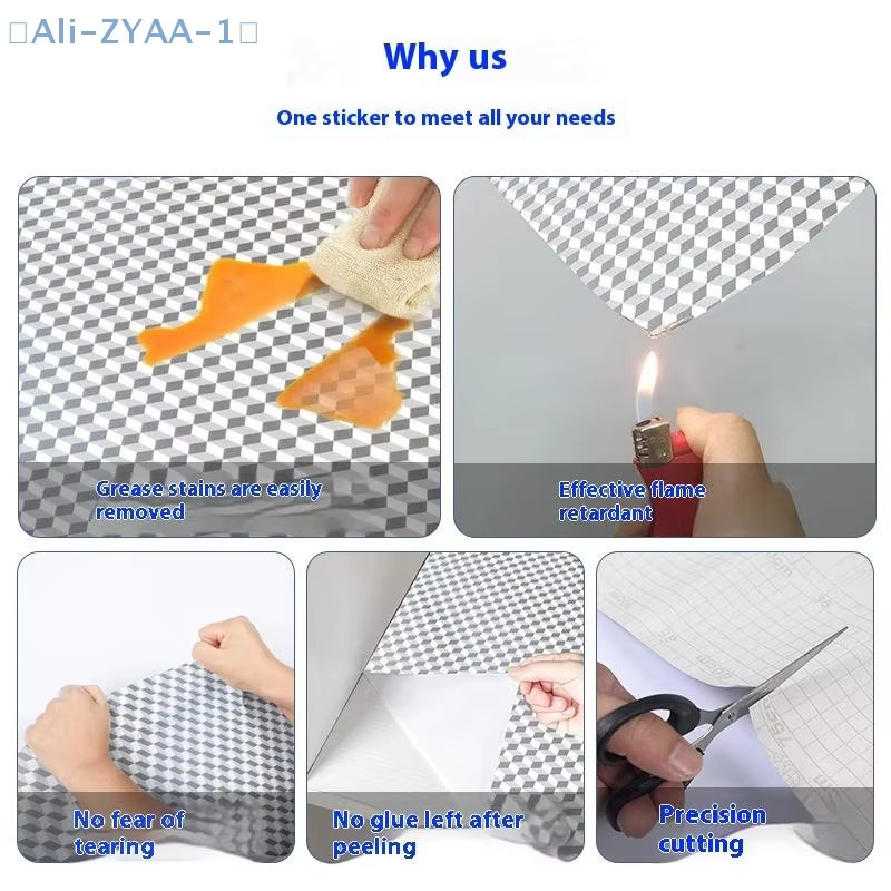 ZYAA-1 Selbstklebende Küchentapete aus Aluminiumfolie in Silber, ölbeständig und wasserfest für Arbeitsplatten, Schubladen und Schränke - Bild 2