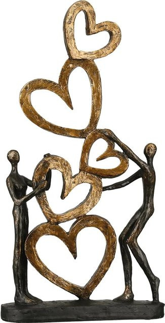 Gilde Skulptur Herz auf Herz in Gold und Bronze, Höhe: 41 cm, Breite: 21 cm - Bild 1