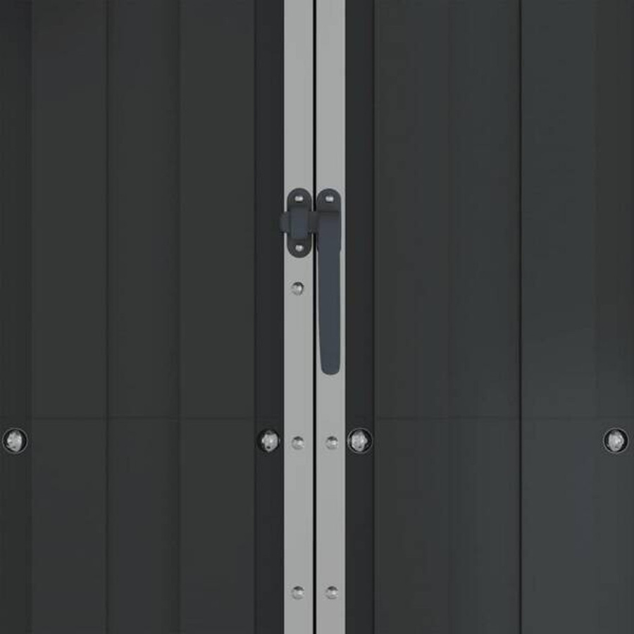 vidaXL Gerätehaus Anthrazit aus verzinktem Stahl mit Doppeltüren und schrägem Dach B/T/H: 107,5 x 46 x 183 cm - Bild 2