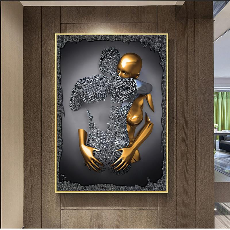 DIMENGQI Abstrakte Leinwandmalerei Portrait Figur als moderner Wanddruck für dein Wohnzimmer, Breite: 40 cm, Höhe: 60 cm - Bild 1