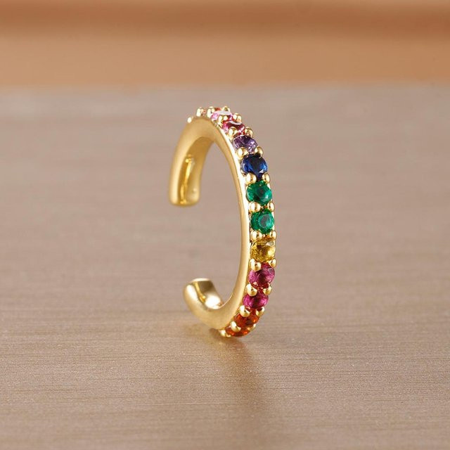 TuiYing Ohr Manschette, Edelstahl, Gold, Kristall, Zirkonia, Damen - Bild 1
