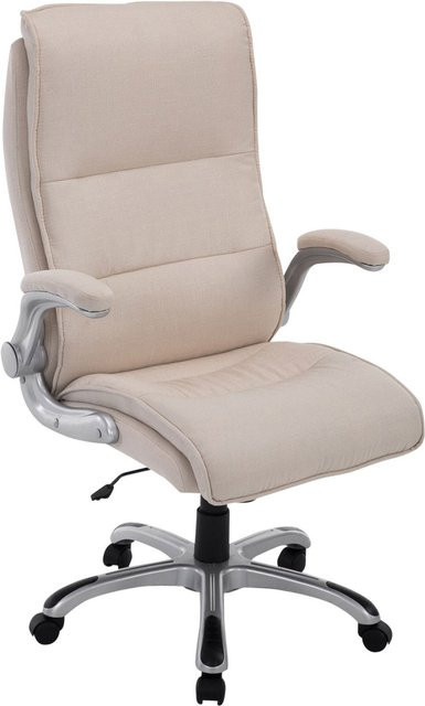 TPFLiving Bürostuhl Vila XXL Executive Chair aus Stoff in Beige mit Armlehnen und Rollen, B/T/H: 74 x 76 x 116 cm - Bild 1