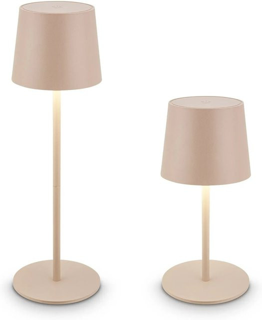 Brilo Akku-LED-Tischleuchte Bota Beige dimmbar mit Touch-Funktion für Innen und Außen Ø 11 cm - Bild 1