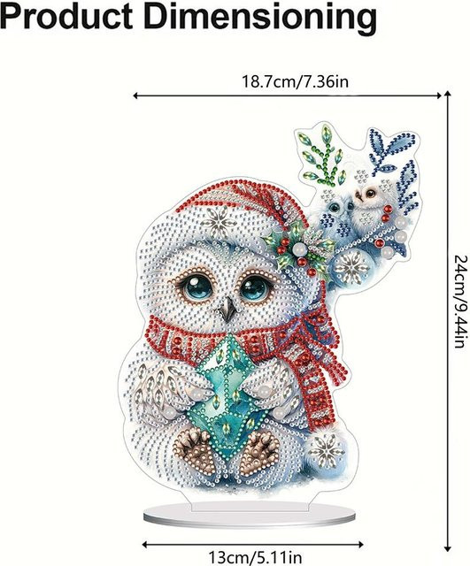 APWIKOGER DIY Diamantmalerei Eulen Ornament Set Acryl Winter - Bild 1