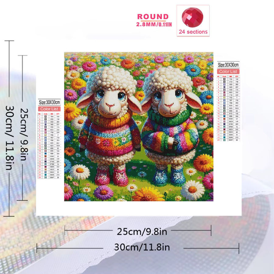 EverShine Diamant-Stickerei Schaf Cartoon-Tier DIY Diamant-Mosaik Set, Multicolor, B/H: 20 x 20 cm - Bild 2
