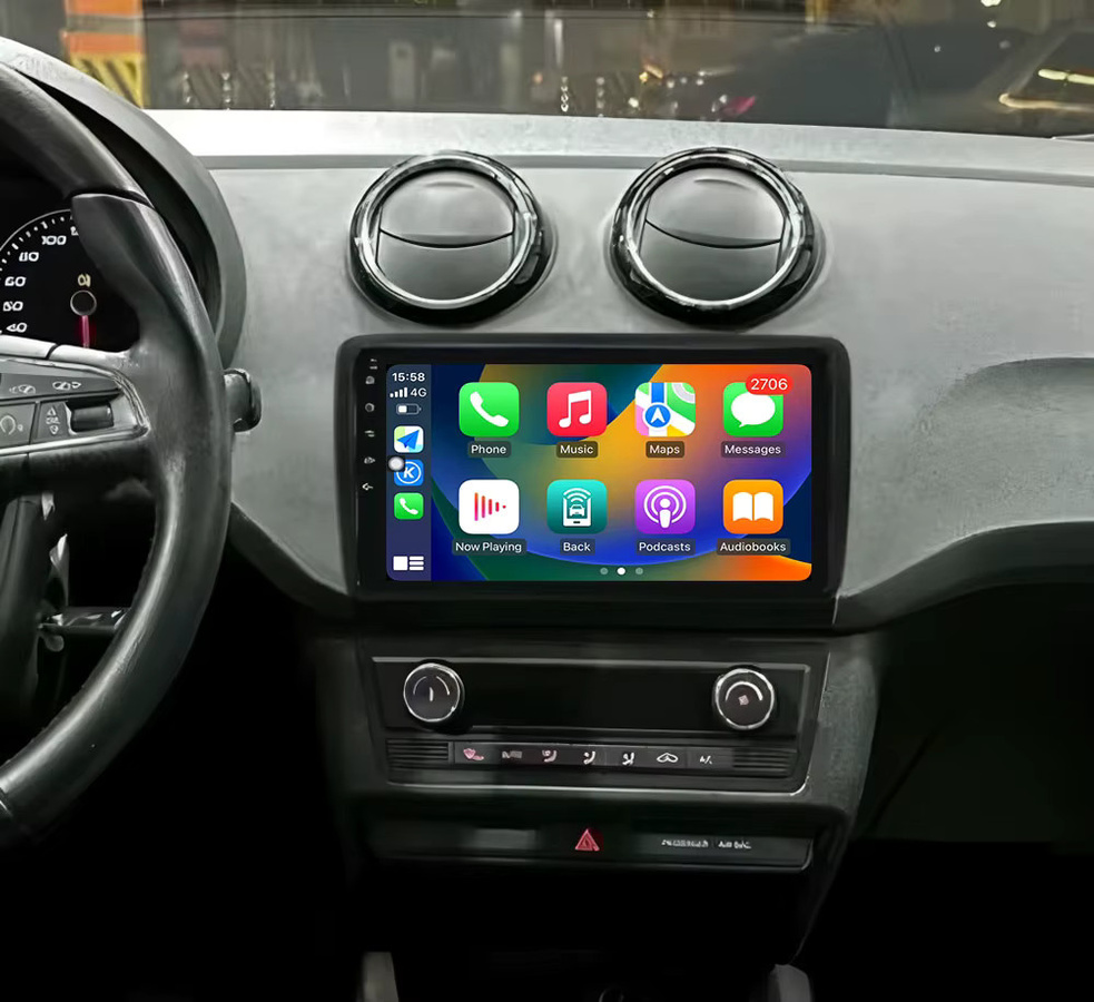 KJ-NAVI Multimedia-Autoradio für Seat Ibiza 2016 - 2017 mit QLED Touchscreen, GPS-Navigation, 4G, WiFi und Bluetooth in Schwarz - Bild 3