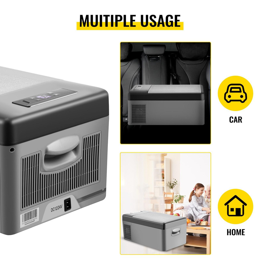 CarvingCenter Kompressor Kühlbox Mini für Fahrzeug und Camping, tragbare Gefrierbox, 15 l, grau - Bild 4