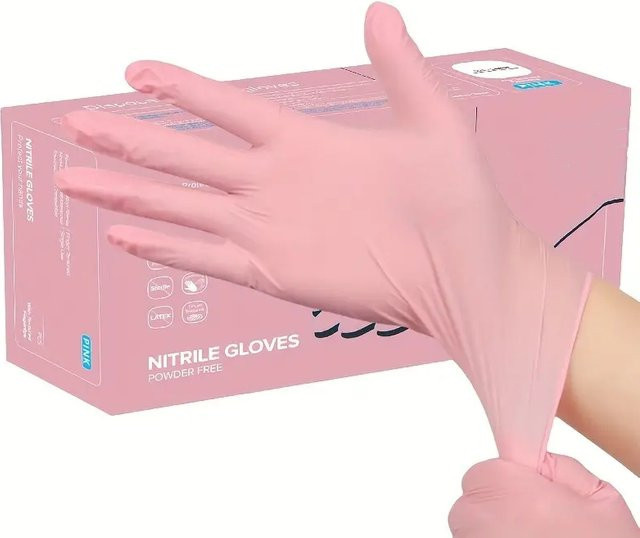 YUMARCH Nitrilhandschuhe in Pink, sterile Einweghandschuhe ohne Latex und Puder, ideal für Reinigung, Kosmetik, Kochen und Haarfärben - Bild 1