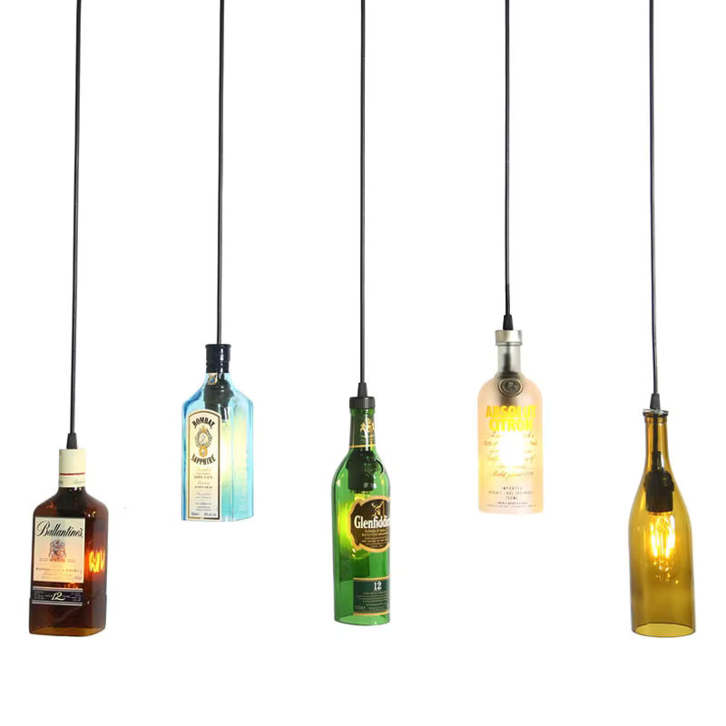 Lava Corki Retro Industrie Loft Hängelampe aus Glas in Transparent für Wein Flaschen im Edison Style - Bild 3