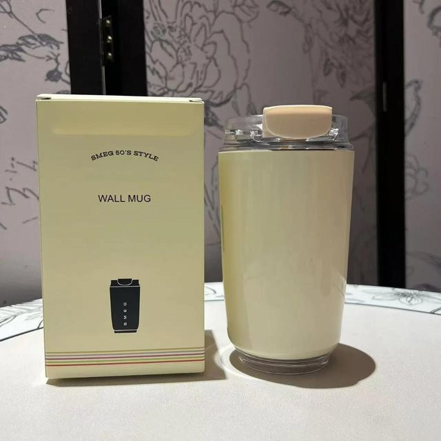 Smeg Edelstahl-Vakuum-Reisebecher auslaufsicher und isoliert, Weiß, 240 ml - Bild 1
