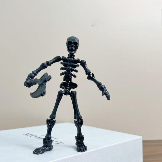 Binchi Halloween Spukhaus-Dekoration Mini-Skelette aus Kunststoff mit beweglichen Gelenken in Schwarz - Bild 1
