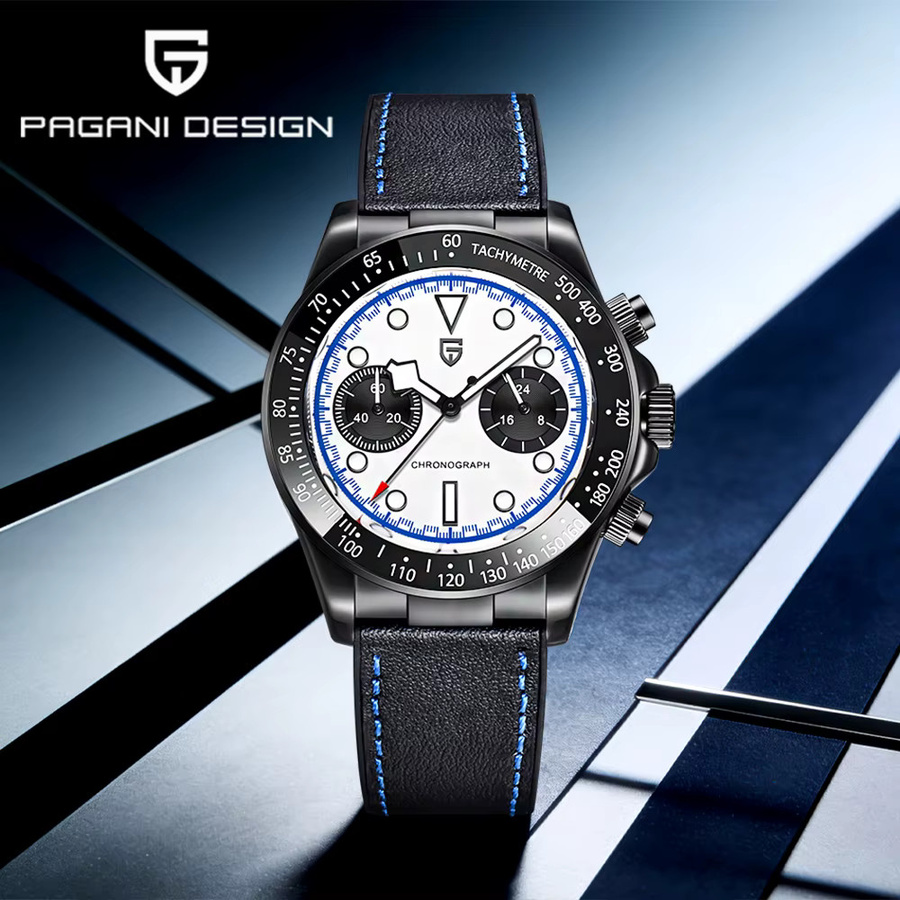 Pagani Design Chronograph, Quarzuhr, Edelstahl, Kautschuk, Schwarz, Herren - Bild 2