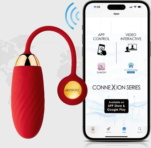 SVAKOM Vibro-Ei Ella Neo in Rot mit 11 Vibrationsmodi per App oder am Gerät, 60 g - Bild 1