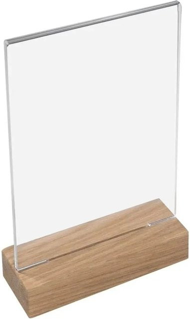 HMF 46942 Acryl Tischaufsteller mit Holzfuß aus Eichenholz, DIN A5 Hochformat, transparent - Bild 1
