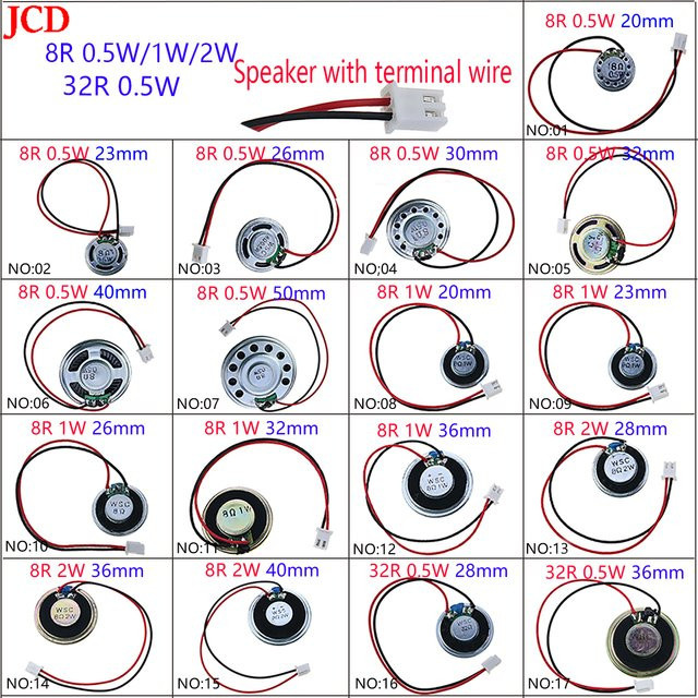 JCD Ultradünner Lautsprecher mit Anschlusskabel, Durchmesser: 20 mm bis 50 mm, 0,5 W bis 2 W - Bild 1