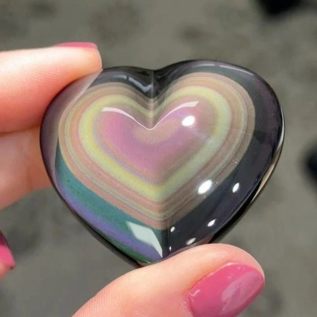CrystalHola Anhänger Regenbogen-Obsidian-Herz, Stein, Bunt, Unisex - Bild 1