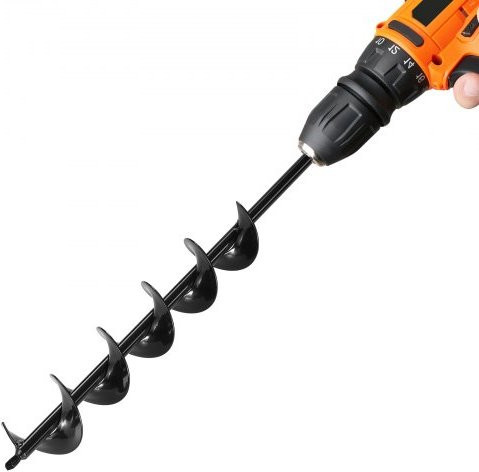 VEVOR Erdbohrer für Bohrmaschinen mit 3/8-Zoll-Sechskant-Anschluss, Pfahlbohrer für Gartenpfosten und Zäune, Durchmesser: 8 cm, Länge: 60 cm - Bild 1