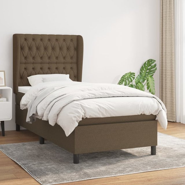 vidaXL Boxspringbett mit Matratze Hybrid-System aus Lärche, Braun, B/T/H: 90 x 190 x 128 cm - Bild 2