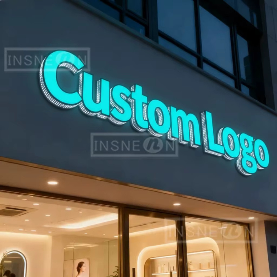 Individuelles Business Logo Neon LED Schild aus Metall in 3D-Optik für Außenwerbung und Wandgestaltung in Schwarz - Bild 3