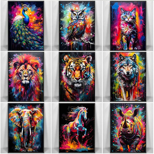 Potdemiel Aquarell-Tier-Wandkunst als Paper Poster mit Wildtier-Motiven in Multicolour, B/H: 25 x 25 cm - Bild 1
