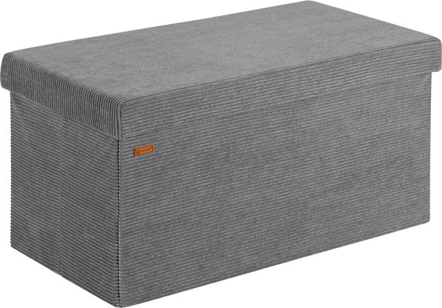 CASARIA Sitzbank aus Cord und MDF in Anthrazit, faltbar, B/T/H: 76 x 38 x 38 cm - Bild 1