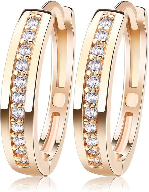Ohrringe Messing, Gold, Zirkonia, Damen - Bild 1